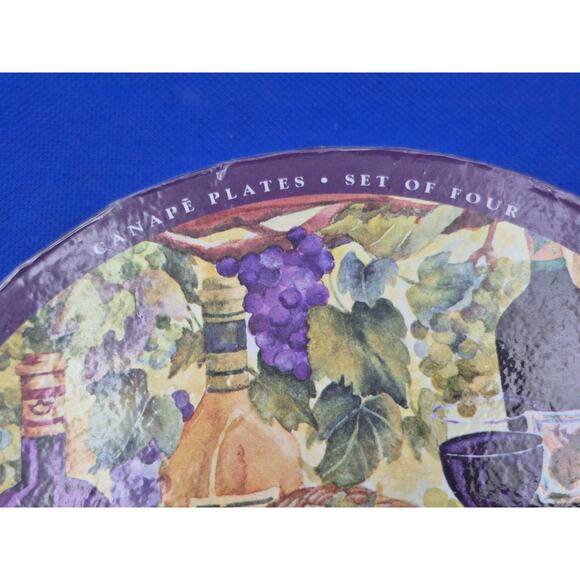 SBCD Deborah K Ellis Porcelain Canape Plates Wine Grapes 6" Set of 4 - Picture 5 of 11